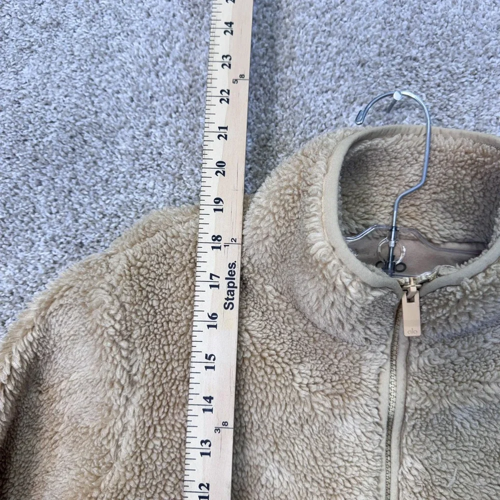 Alo Yoga Pullover Women XS Sherpa Quarter Zip Tan Cropped EUC